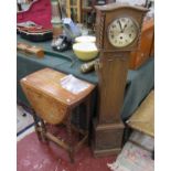 Small oak barley-twist gateleg table & Grandmother clock A/F