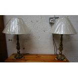 Pair of brass table lamps with shades