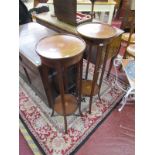 Pair of Edwardian inlaid mahogany plant stands