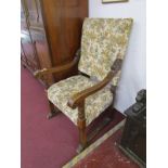 Large carved oak framed armchair