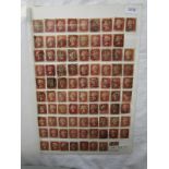 Stamps - Sheet of penny reds - 1858 to 1879