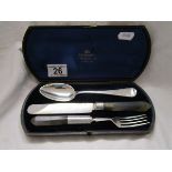 Cased silver & smokey quartz cutlery set (London 1868)