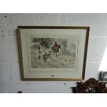 Hunting etching by Henry Wilkinson