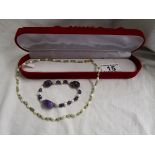 Amethyst & pearl bracelet together with a pearl & sardonyx necklace
