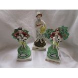 3 antique Staffordshire figures