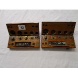2 antique cased sets of weights