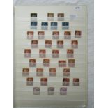 Stamps - Sheet of 34 Victorian GB stamps to include 1d black, 2d blues & 1d lilacs