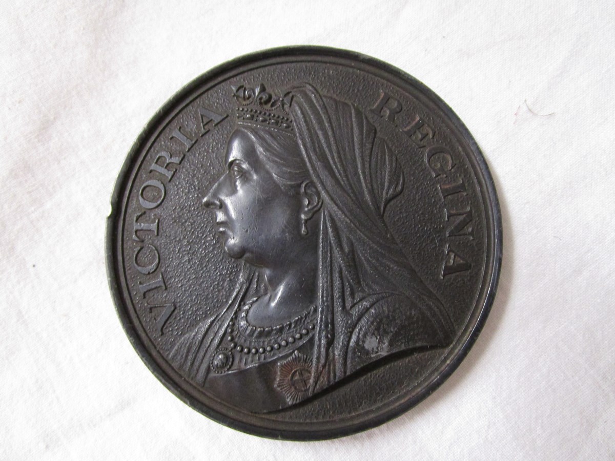 Queen Victoria 1897 bronze medallion - St. Gabriels church, Pimlico
