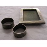 2 silver napkin rings & silver picture frame