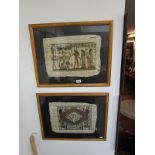Pair of papyrus Egyptian pictures