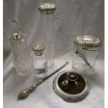 Silver top scent bottles etc