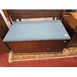 Pine blanket box with upholstered top