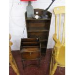 Small oak bookcase & oak stationary stand