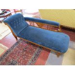 Edwardian oak framed Chaise Longue