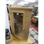 Small pine and glazed corner cupboard