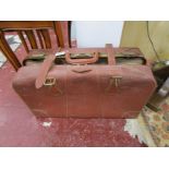 Vintage cowhide fitted suitcase