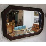 Oak framed & bevelled glass wall mirror