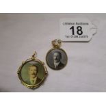 2 gold framed photographs of gents