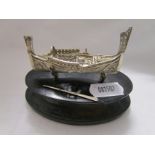 Italian silver filigree Gondola on base