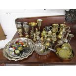 Large collection of silver plate, copper & brass etc