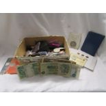 Box of coins & bank notes