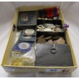 Collection of coins, medals & buttons etc