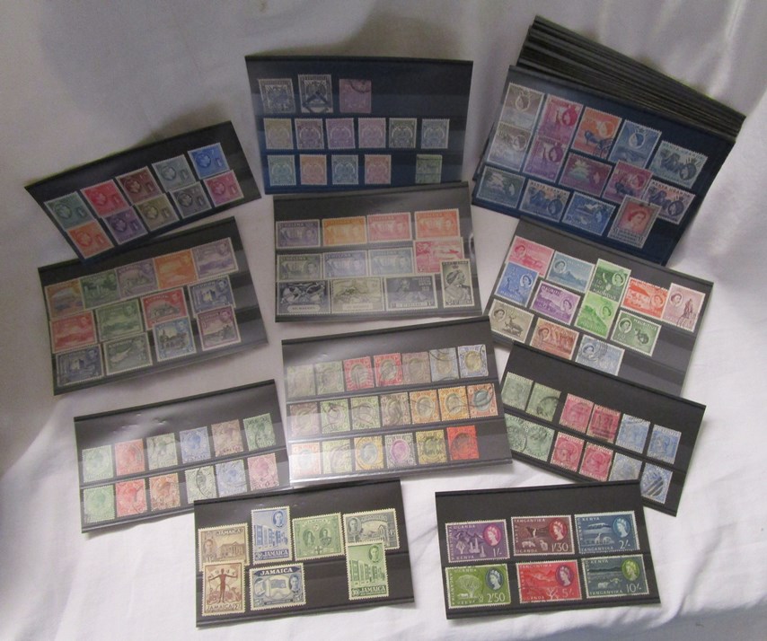 Stamps - Collection of 28 Commonwealth stock cards, QV to QEII - Cat value £750