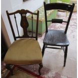 Inlaid Edwardian chair and another