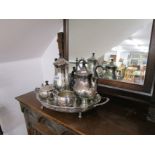 Plated tea set on tray