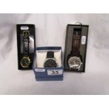 3 new gent's watches with leather straps