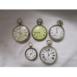 Collection of 5 silver fob watches