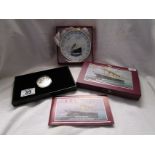 Commemorative Titanic silver proof coin & Titanic pin dish