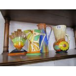 Myott & Son Art Deco fan vase & 3 jugs