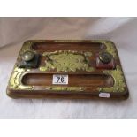 Victorian brass mounted desk tidy