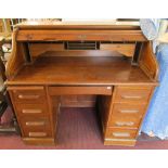 Victorian oak roll-top desk