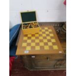 Wooden chess set and board