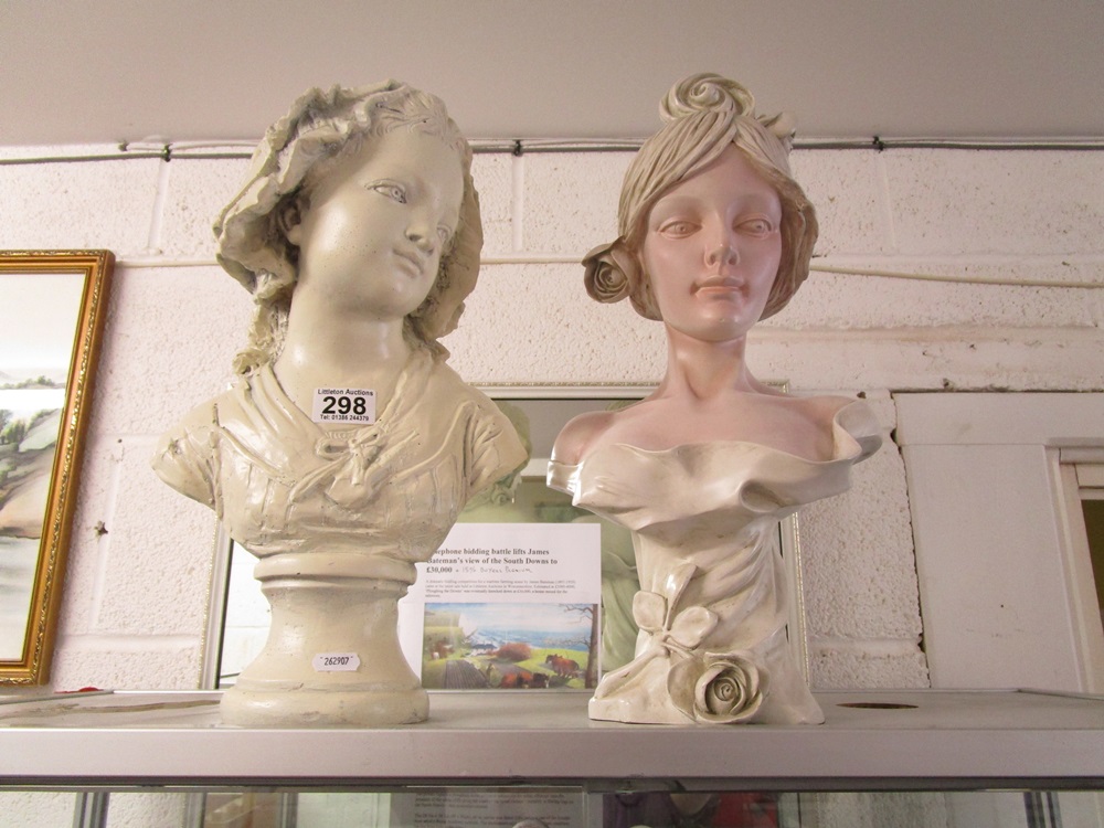 Pair of cream busts of girls