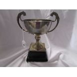 Silver hallmarked twin handled trophy (Base marked Asprey) - Silver weight approx 375g