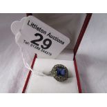 Silver & stone set ring - French paste
