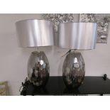 Pair of contemporary glass table lamps as new