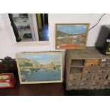 2 oils on board - Harbour scenes