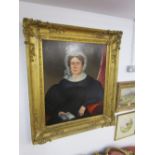 Large portrait oil of lady in gilt frame