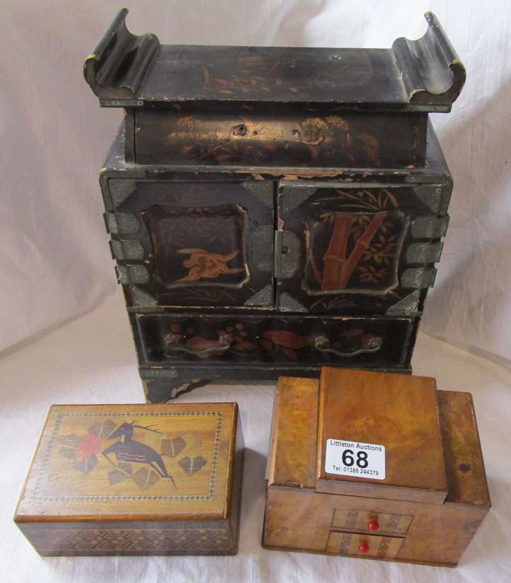 Oriental jewellery box & 2 others