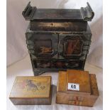 Oriental jewellery box & 2 others