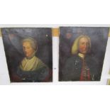 Pair of oil on canvases - Lady & Gent A/F