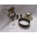 Small hallmarked silver jug & various other silver