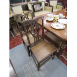 Pair of early oak hall chairs