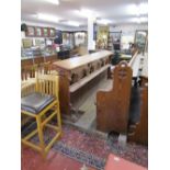 Pitch pine pew and bible shelves