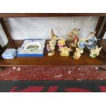 Shelf of china & pig figures