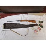 .22 air rifle with case, targets, pellets and cleaning rod